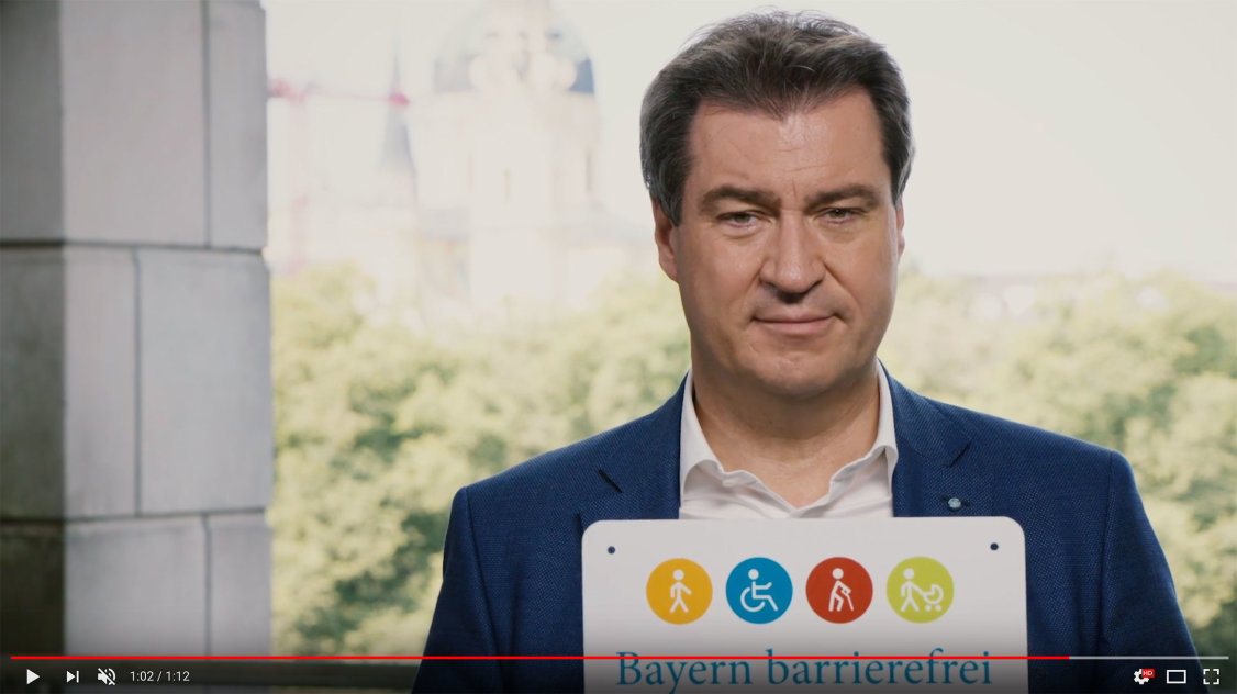 Bildschirmfoto: Ministerpräsident Dr. Markus Söder im Video-Statement.