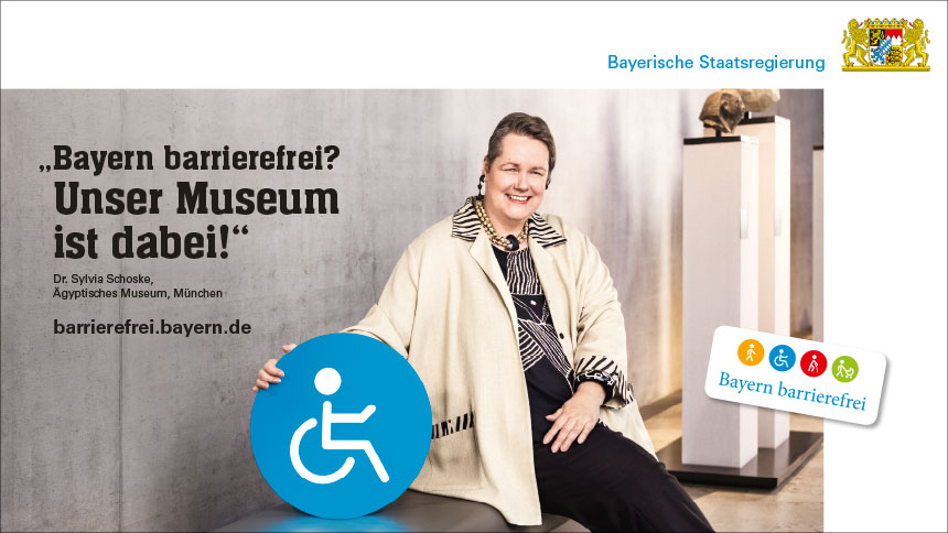 Kampagnenmotiv Museum: „Bayern barrierefrei“.